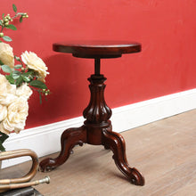 Load image into Gallery viewer, Australian Cedar Piano Stool Swivel Seat on Tri Leg Pedestal Base. B12934