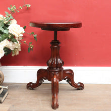 Load image into Gallery viewer, Australian Cedar Piano Stool Swivel Seat on Tri Leg Pedestal Base. B12934
