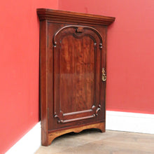 Load image into Gallery viewer, Antique English Mahogany Corner Medicine Cabinet with Brass Handle – Ready to Hang. B12501