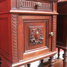 Load image into Gallery viewer, x SOLD Antique French Walnut Marble Top Bedside Cabinets True Pair. B12929