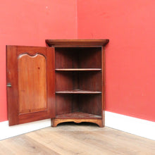 Load image into Gallery viewer, Antique English Mahogany Corner Medicine Cabinet with Brass Handle – Ready to Hang. B12501