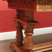 Load image into Gallery viewer, x SOLD Antique French Oak Parquetry Top Dining Table with Extension Leaves. B12491