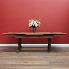 Load image into Gallery viewer, x SOLD Antique French Oak Parquetry Top Dining Table with Extension Leaves. B12491