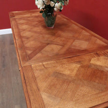 Load image into Gallery viewer, x SOLD Antique French Oak Parquetry Top Dining Table with Extension Leaves. B12491