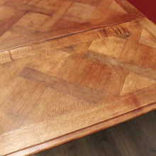 Load image into Gallery viewer, x SOLD Antique French Oak Parquetry Top Dining Table with Extension Leaves. B12491