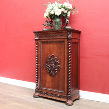 Load image into Gallery viewer, Antique French Oak Hall Cabinet Barley Twist Columns Single Door. B12915