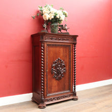 Load image into Gallery viewer, Antique French Oak Hall Cabinet Barley Twist Columns Single Door. B12915