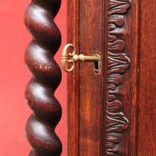 Load image into Gallery viewer, Antique French Oak Hall Cabinet Barley Twist Columns Single Door. B12915