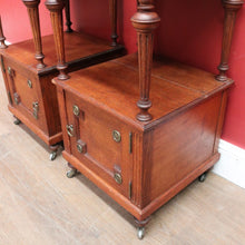 Load image into Gallery viewer, x SOLD Pair antique French oak bedside cabinets with marble tops and gilt mounts. B12941