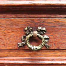 Load image into Gallery viewer, x SOLD Pair antique French oak bedside cabinets with marble tops and gilt mounts. B12941