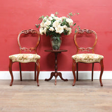 Load image into Gallery viewer, x SOLD Pair of antique English mahogany balloon back chairs with carved detail. B12939