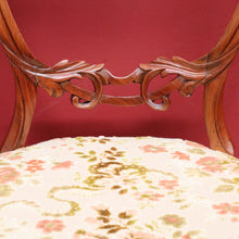 Load image into Gallery viewer, x SOLD Pair of antique English mahogany balloon back chairs with carved detail. B12939