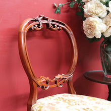 Load image into Gallery viewer, x SOLD Pair of antique English mahogany balloon back chairs with carved detail. B12939