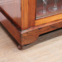 Load image into Gallery viewer, English antique rosewood music cabinet with satinwood inlay and castors. B12940