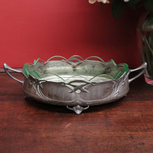 Load image into Gallery viewer, x SOLD French Art Nouveau Uranium Glass Bowl with Silver Metal Floral Base. B12289