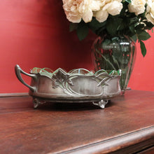 Load image into Gallery viewer, x SOLD French Art Nouveau Uranium Glass Bowl with Silver Metal Floral Base. B12289