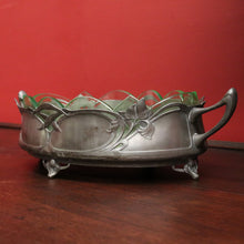 Load image into Gallery viewer, x SOLD French Art Nouveau Uranium Glass Bowl with Silver Metal Floral Base. B12289