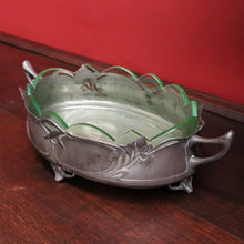 Load image into Gallery viewer, x SOLD French Art Nouveau Uranium Glass Bowl with Silver Metal Floral Base. B12289