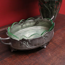 Load image into Gallery viewer, x SOLD French Art Nouveau Uranium Glass Bowl with Silver Metal Floral Base. B12289