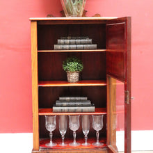 Load image into Gallery viewer, English antique rosewood music cabinet with satinwood inlay and castors. B12940