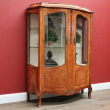 Load image into Gallery viewer, French Louis XVth Style Walnut & Marquetry Inlaid Two-Door Display Vitrine, or China Display Cabinet.B11957