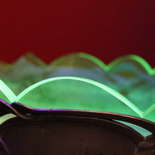 Load image into Gallery viewer, x SOLD French Art Nouveau Uranium Glass Bowl with Silver Metal Floral Base. B12289