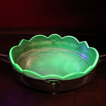 Load image into Gallery viewer, x SOLD French Art Nouveau Uranium Glass Bowl with Silver Metal Floral Base. B12289
