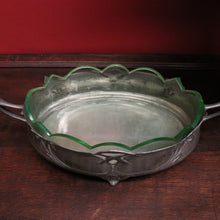 Load image into Gallery viewer, x SOLD French Art Nouveau Uranium Glass Bowl with Silver Metal Floral Base. B12289