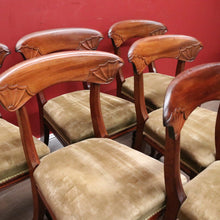 Load image into Gallery viewer, x SOLD Set of 6 Antique English Mahogany and Olive Velvet Dining or Kitchen Chairs, circa 1860 B12061