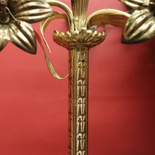 Load image into Gallery viewer, X SOLD Antique French Brass Candlestick Holders with Lily Motif and Fretwork Base. B12309