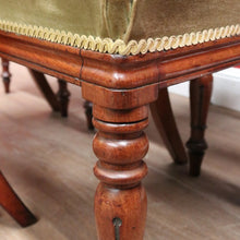 Load image into Gallery viewer, x SOLD Set of 6 Antique English Mahogany and Olive Velvet Dining or Kitchen Chairs, circa 1860 B12061