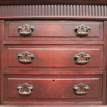 Load image into Gallery viewer, x SOLD Antique English mahogany sideboard with drawers cupboards and iron hardware. B12936