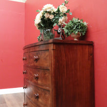 Load image into Gallery viewer, Antique English Mahogany Chest of Drawers with Flame Mahogany Drawer Fronts. B12063