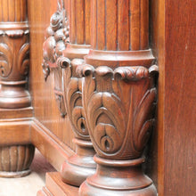 Load image into Gallery viewer, French antique oak display cabinet with carved detail and glass shelves. B12935