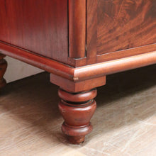 Load image into Gallery viewer, Antique English Mahogany Chest of Drawers with Flame Mahogany Drawer Fronts. B12063