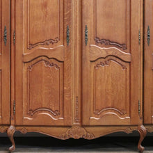 Load image into Gallery viewer, x SOLD Antique French Oak Breakfront Wardrobe, Four-Door with Carved Detail & Storage. B12307