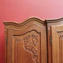 Load image into Gallery viewer, x SOLD Antique French Oak Breakfront Wardrobe, Four-Door with Carved Detail & Storage. B12307