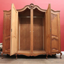 Load image into Gallery viewer, x SOLD Antique French Oak Breakfront Wardrobe, Four-Door with Carved Detail & Storage. B12307