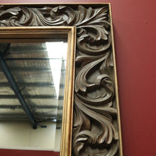 Load image into Gallery viewer, Vintage Rectangular Wall Mirror with Large Gilt Leaf-shaped Scroll Work Frame. B12068