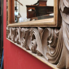 Load image into Gallery viewer, Vintage Rectangular Wall Mirror with Large Gilt Leaf-shaped Scroll Work Frame. B12068