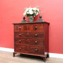Load image into Gallery viewer, Antique English Mahogany Chest of Drawers – Flame Front, Bracket Feet, c.1800s