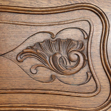 Load image into Gallery viewer, x SOLD Antique French oak writing bureau with carved detail and drop front. B12768