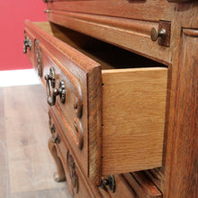 Load image into Gallery viewer, x SOLD Antique French oak writing bureau with carved detail and drop front. B12768