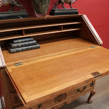Load image into Gallery viewer, x SOLD Antique French oak writing bureau with carved detail and drop front. B12768