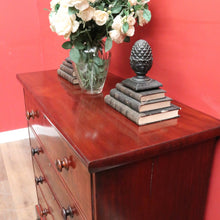 Load image into Gallery viewer, Antique English Mahogany Chest of Drawers – Flame Front, Bracket Feet, c.1800s