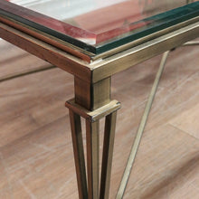 Load image into Gallery viewer, x SOLD Wrought Iron Coffee Table with Bevelled Glass Top – Muted Gold Base. B12523