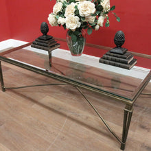 Load image into Gallery viewer, x SOLD Wrought Iron Coffee Table with Bevelled Glass Top – Muted Gold Base. B12523