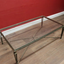 Load image into Gallery viewer, x SOLD Wrought Iron Coffee Table with Bevelled Glass Top – Muted Gold Base. B12523