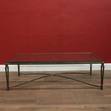 Load image into Gallery viewer, x SOLD Wrought Iron Coffee Table with Bevelled Glass Top – Muted Gold Base. B12523