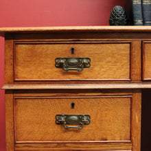 Load image into Gallery viewer, x SOLD Antique English Oak and Leather Twin Pedestal Office Desk with Nine Drawers and Brass Handles. B12073